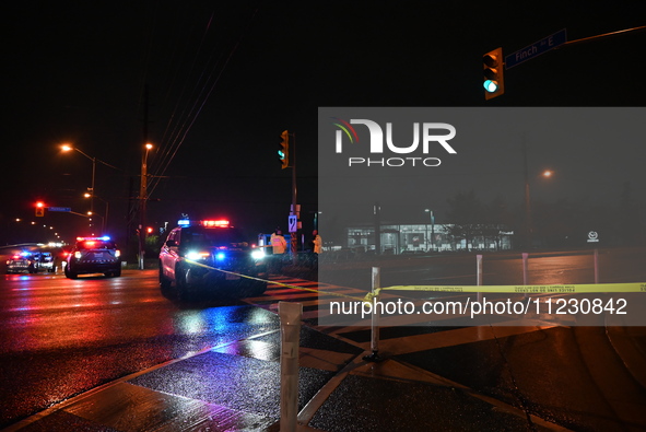 Shots are being fired at a tow truck for the second time in Toronto, Ontario, Canada, on May 11, 2024. At approximately 10:20 p.m. on Saturd...