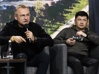 Mayor of Lviv Andriy Sadovyi (left) and Mykolaiv Regional Military Administration head Vitalii Kim (right) are attending the Second Internat...