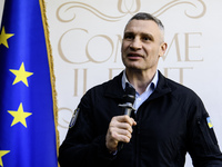 Kyiv Mayor Vitaliy Klitschko is speaking during the celebration of Europe Day in Kyiv, Ukraine, on May 9, 2024. (