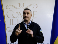 Kyiv Mayor Vitaliy Klitschko is speaking during the celebration of Europe Day in Kyiv, Ukraine, on May 9, 2024. (