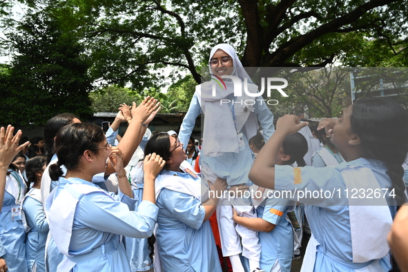 Students Celebrates After Receiving Their Secondary School Certificate Exam Results In Dhaka, Bangladesh, On May 12, 2024.