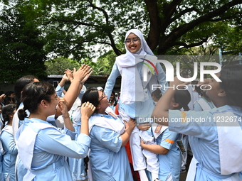 Students Celebrates After Receiving Their Secondary School Certificate Exam Results In Dhaka, Bangladesh, On May 12, 2024.(