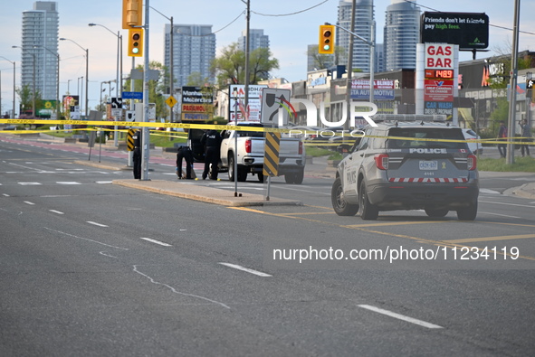 One person is being injured in a shooting in Scarborough, Toronto, Ontario, Canada, on May 12, 2024. At approximately 4:54 p.m., on Sunday a...