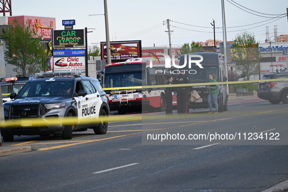 One person is being injured in a shooting in Scarborough, Toronto, Ontario, Canada, on May 12, 2024. At approximately 4:54 p.m., on Sunday a...