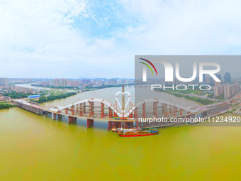 The main bridge of Ercheng Bridge is being closed in Huizhou, Guangdong Province, China, on May 13, 2024. The bridge, which has a total leng...