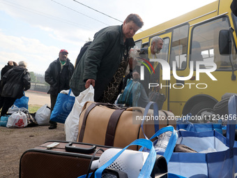 Civilians are being evacuated from the city of Vovchansk, which is constantly subjected to Russian shelling, in the Kharkiv region, northeas...