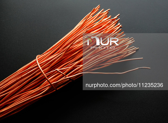 Copper wire is being recovered at a scrap metal recycling station in Yichang, Hubei Province, China, on May 13, 2024. 