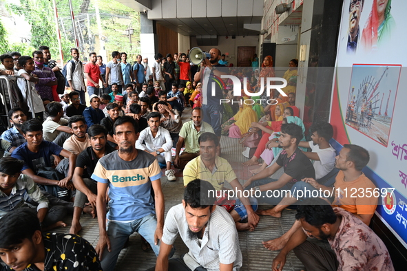 Garment Workers From Danys Knitwear Ltd. Stage A Demonstration In Front Department Of Labor Building Demanding Their Payment Due Salary And...