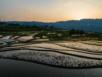 A photo taken on May 13, 2024, shows the rice terraces of Xiaotun in Shiyuan village, Bijie City, Southwest China's Guizhou province. (