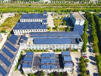 Photovoltaic panels are being seen on the roofs of enterprises in Lianyun township, Anqing city, Anhui province, China, on May 14, 2024. (