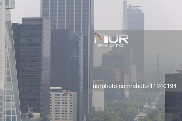 A general view of Mexico City is showing after the Phase 1 environmental contingency alert is registered due to the high levels of pollution...