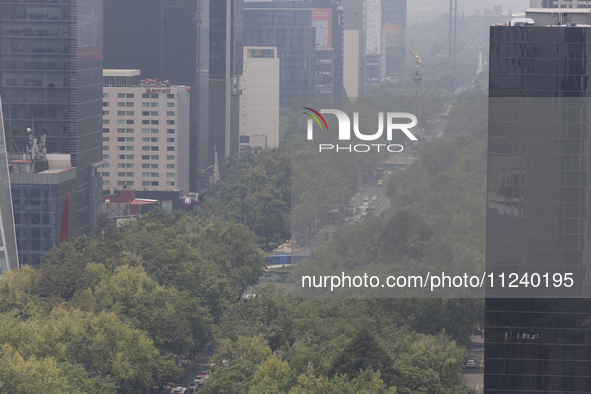 A general view of Mexico City is showing after the Phase 1 environmental contingency alert is registered due to the high levels of pollution...