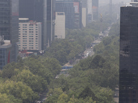 A general view of Mexico City is showing after the Phase 1 environmental contingency alert is registered due to the high levels of pollution...