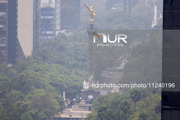 A general view of Mexico City is showing after the Phase 1 environmental contingency alert is registered due to the high levels of pollution...