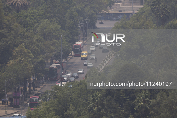 A general view of Mexico City is showing after the Phase 1 environmental contingency alert is registered due to the high levels of pollution...