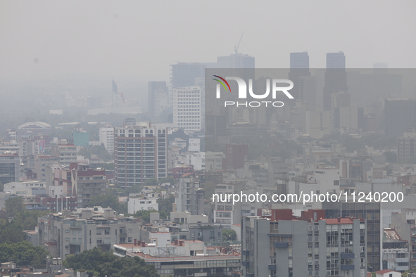 A general view of Mexico City is showing after the Phase 1 environmental contingency alert is registered due to the high levels of pollution...