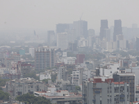 A general view of Mexico City is showing after the Phase 1 environmental contingency alert is registered due to the high levels of pollution...