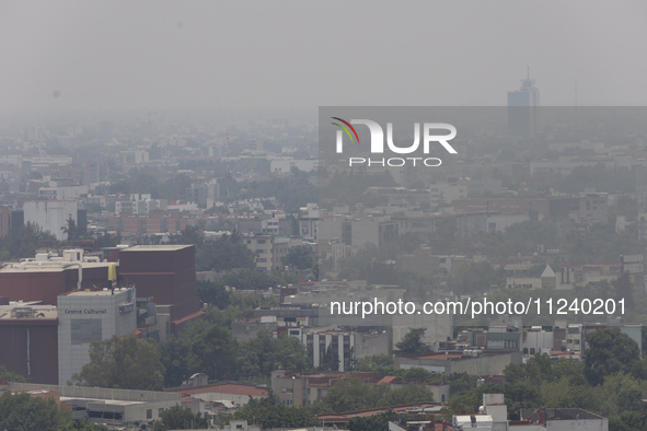 A general view of Mexico City is showing after the Phase 1 environmental contingency alert is registered due to the high levels of pollution...