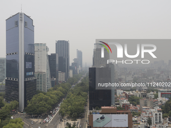 A general view of Mexico City is showing after the Phase 1 environmental contingency alert is registered due to the high levels of pollution...