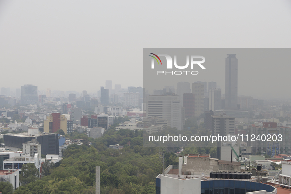 A general view of Mexico City is showing after the Phase 1 environmental contingency alert is registered due to the high levels of pollution...