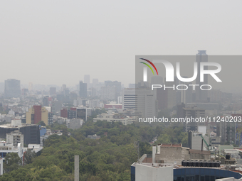 A general view of Mexico City is showing after the Phase 1 environmental contingency alert is registered due to the high levels of pollution...