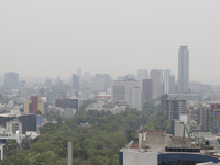 A general view of Mexico City is showing after the Phase 1 environmental contingency alert is registered due to the high levels of pollution...