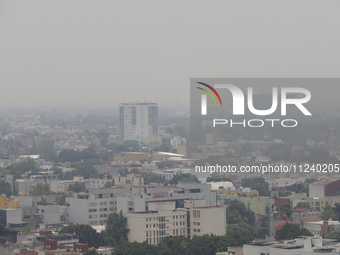 A general view of Mexico City is showing after the Phase 1 environmental contingency alert is registered due to the high levels of pollution...