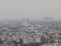 A general view of Mexico City is showing after the Phase 1 environmental contingency alert is registered due to the high levels of pollution...