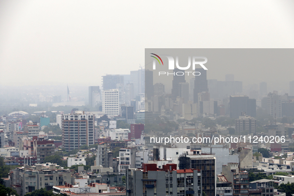 A general view of Mexico City is showing after the Phase 1 environmental contingency alert is registered due to the high levels of pollution...