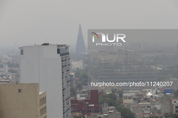 A general view of Mexico City is showing after the Phase 1 environmental contingency alert is registered due to the high levels of pollution...