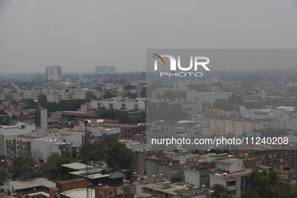 A general view of Mexico City is showing after the Phase 1 environmental contingency alert is registered due to the high levels of pollution...