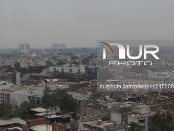 A general view of Mexico City is showing after the Phase 1 environmental contingency alert is registered due to the high levels of pollution...