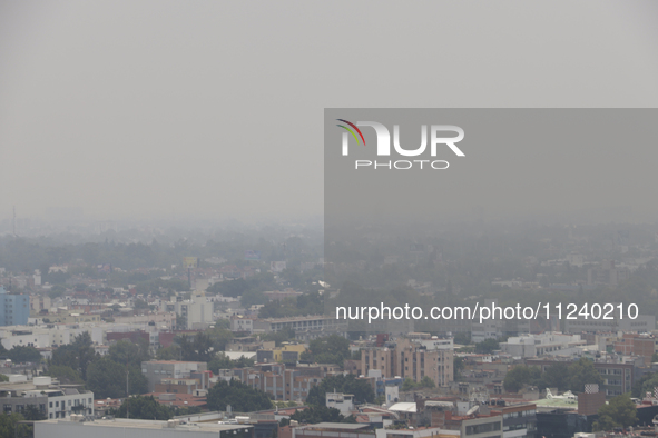 A general view of Mexico City is showing after the Phase 1 environmental contingency alert is registered due to the high levels of pollution...