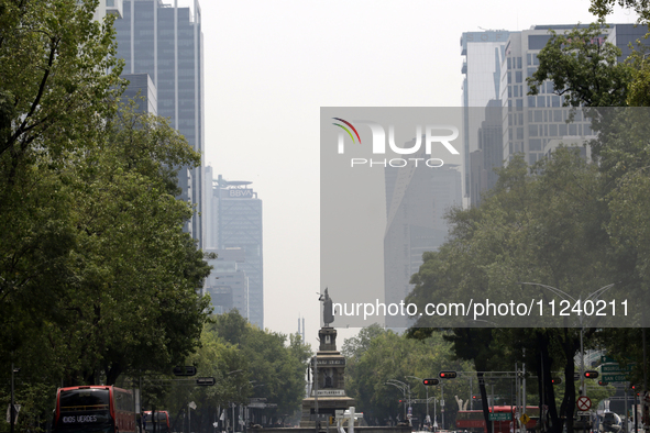 A general view of Mexico City is showing after the Phase 1 environmental contingency alert is registered due to the high levels of pollution...