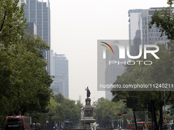 A general view of Mexico City is showing after the Phase 1 environmental contingency alert is registered due to the high levels of pollution...