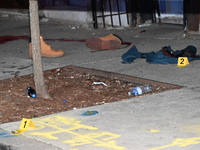 Evidence including footwear, clothes, and blood is at the crime scene. A 33-year-old male is being shot in Chicago, Illinois, United States,...