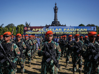 Indonesian air forces military personnel are taking part in a security assembly ahead of The 10th World Water Forum 2024 in Denpasar, Bali,...