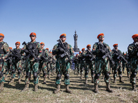 Indonesian air forces military personnel are taking part in a security assembly ahead of The 10th World Water Forum 2024 in Denpasar, Bali,...