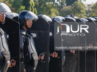 Indonesian anti-riot police are taking part in a security assembly ahead of the 10th World Water Forum 2024 in Denpasar, Bali, Indonesia, on...