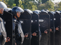 Indonesian anti-riot police are taking part in a security assembly ahead of the 10th World Water Forum 2024 in Denpasar, Bali, Indonesia, on...