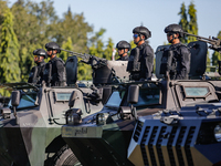 Indonesian special forces of anti-terror military personnel are marching during a security assembly ahead of The 10th World Water Forum 2024...