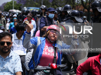 Nepali wheelchair users are rallying on the roads of Kathmandu, Nepal, on May 15, 2024, demanding the government address their demand for eq...