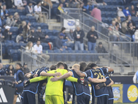 Players of Philadelphia Union are preparing pre-game to take on New York City FC for a home game at Subaru Park in Chester, PA, USA, on May...