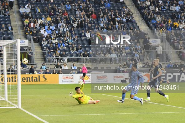 New York City Striker Alonso Martinez is scoring an early goal in the first half in the Philadelphia Union vs. New York City FC match at Sub...