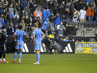 Attempts are being made to capture a pitch-invading raccoon with a garbage can, causing a five-minute delay during the first half of the Phi...