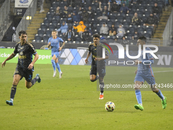 NYC FC's Agustin Ojeda is in action during the Philadelphia Union vs. New York City FC match at Subaru Park in Chester, PA, USA, on May 15,...