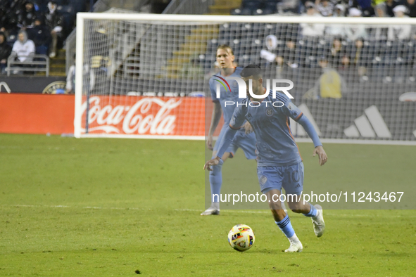 NYC FC's Santiago Rodriguez is in action in the first half of the Philadelphia Union vs. New York City FC match at Subaru Park in Chester, P...