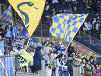 Fans are celebrating after Philadelphia Union Striker Julian Carranza (#9) scores in the 47th minute from a free kick during the Philadelphi...