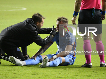 NYC FC's defender Mitja Ilenic is receiving on-field medical attention in the second half of the Philadelphia Union vs. New York City FC mat...