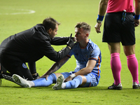 NYC FC's defender Mitja Ilenic is receiving on-field medical attention in the second half of the Philadelphia Union vs. New York City FC mat...